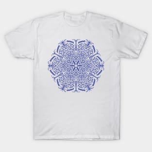 Blue Hand drawn Mandala T-Shirt